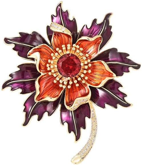 Flower Brooch Pin - Rhinestone Flower Pin 18k Gold Plated - Thanksgiving Day, Birthday, Wedding Gifts for Mom, Wife