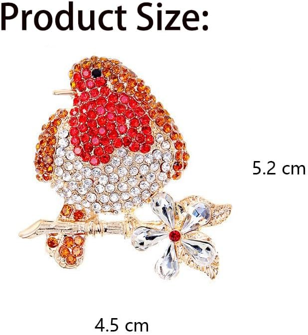Rhinestone Red Breasted Robin Bird Brooch Pin Vintage Inspired Pin