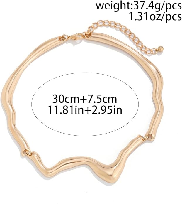 Punk Dripping Water-drop Choker Necklace for Women,Thick Drippy Chain Liquid Metal Collar Necklace Rocker Hip-hop Necklace Cool Metallic Unique Funky Statament Grunge Jewelry