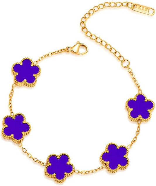 18K Gold-Plated Four Leaf Clover Bracelet for Women,Adjustable lucky Bracelet Set Jewelry Gift-Hypoallergenic Charm for Birthdays, Wellness & Daily Wear