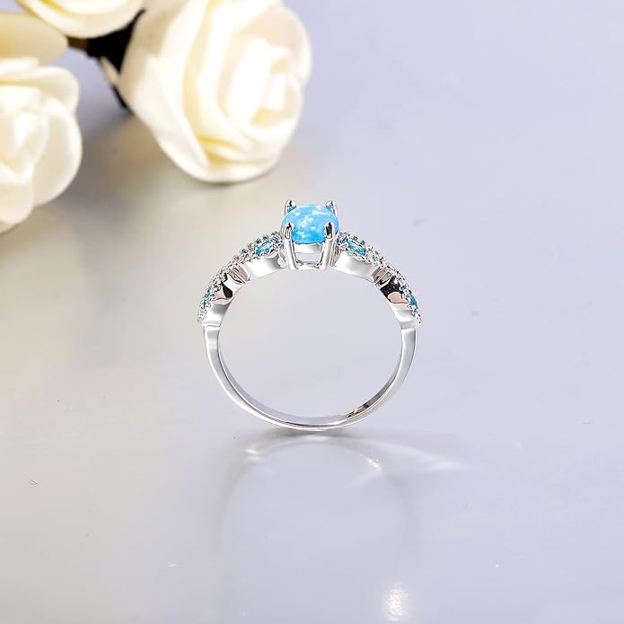 CiNily 18K Gold Plated Opal Ring-White Fire Opal & Amethyst & Cubic Zirconia Women Jewelry Gemstone Engagement Anniversary Ring Size 5-13