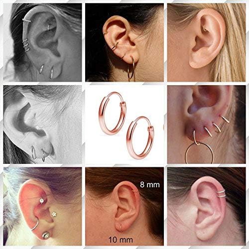 Silver Hoop Earrings- Cartilage Earring Small Hoop Earrings for Women Men,4 Pairs of Hypoallergenic 925 Sterling Silver Tragus Earrings