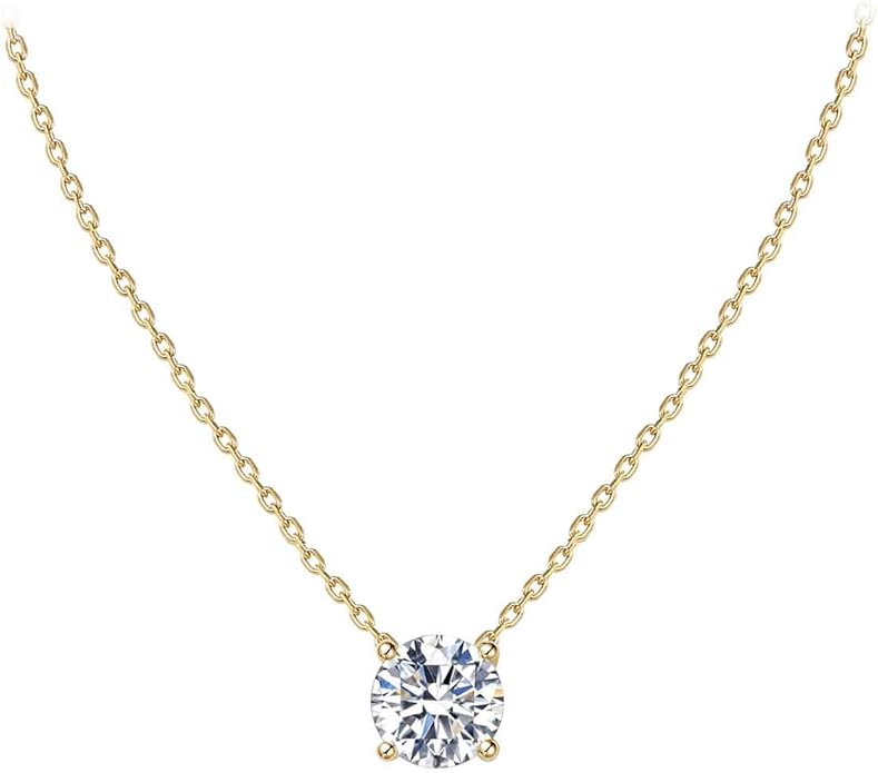 S.Leaf 18Karat Gold Plated Cubic Zirconia Necklace for Women S925 Sterling Silver 0.5/1/2cttw Dainty Crystal Cubic Zirconia Pendant Necklaces Best Friend Birthday Gifts for Women Trendy Sister Mom Wife Womens Her Friend Party