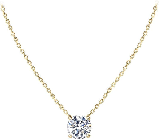 S.Leaf 18Karat Gold Plated Cubic Zirconia Necklace for Women S925 Sterling Silver 0.5/1/2cttw Dainty Crystal Cubic Zirconia Pendant Necklaces Best Friend Birthday Gifts for Women Trendy Sister Mom Wife Womens Her Friend Party