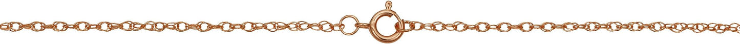 Kooljewelry Real 14k Rose Gold Rope Chain Pendant Necklace for Women (0.7 mm, 0.9 mm, 1 mm or 1.3 mm)