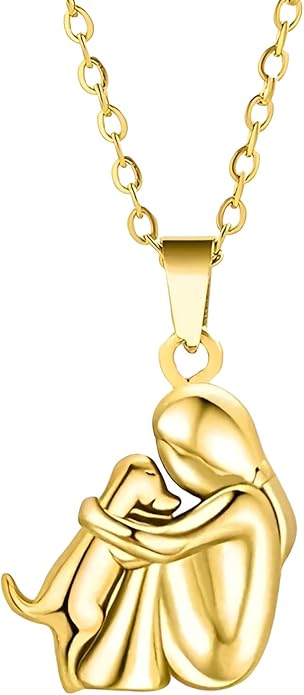 925 Sterling Silver Hug Necklace For Women And Men, 14K Yellow Gold Hugged Dog Necklace, Mom And Hug, Hug Angel Wings Pendant, Two Hands Hugs And Kisses Necklace, Hugging Necklaces For Women