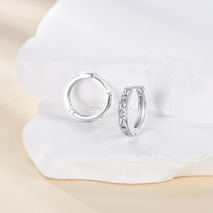 Sterling Silver Hoop Earrings Small Hoop Sun/Leaf/Triangle Huggie Earrings for Women Hypoallergenic