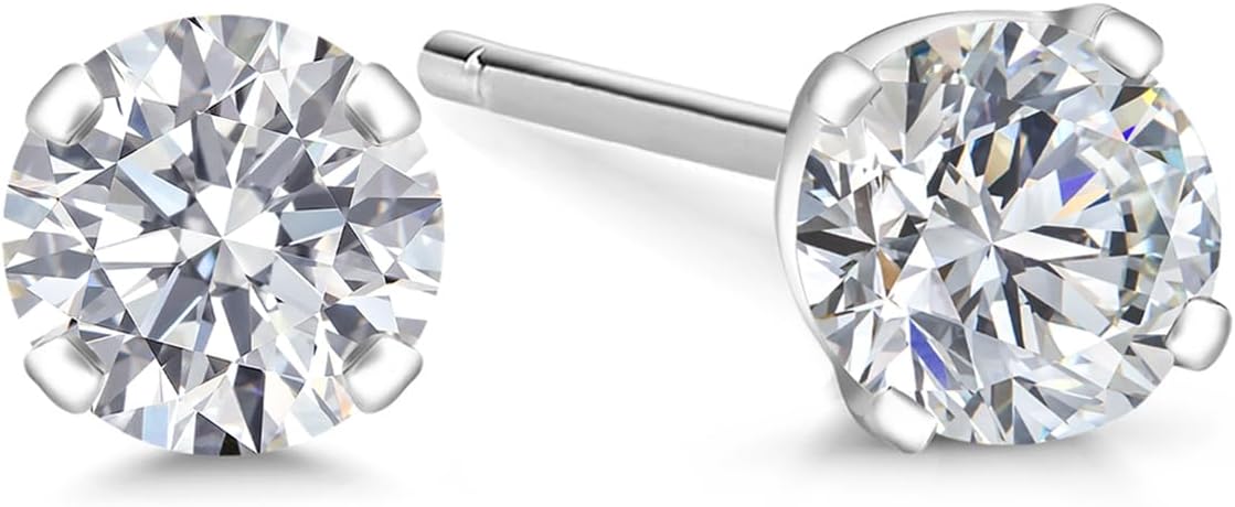 Gem Stone King 0.20 to 6 Cttw 14K Gold Lab Grown Diamond Stud Earrings | Gold Earrings For Women Men | E-F Color | VS1-VS2 Clarity