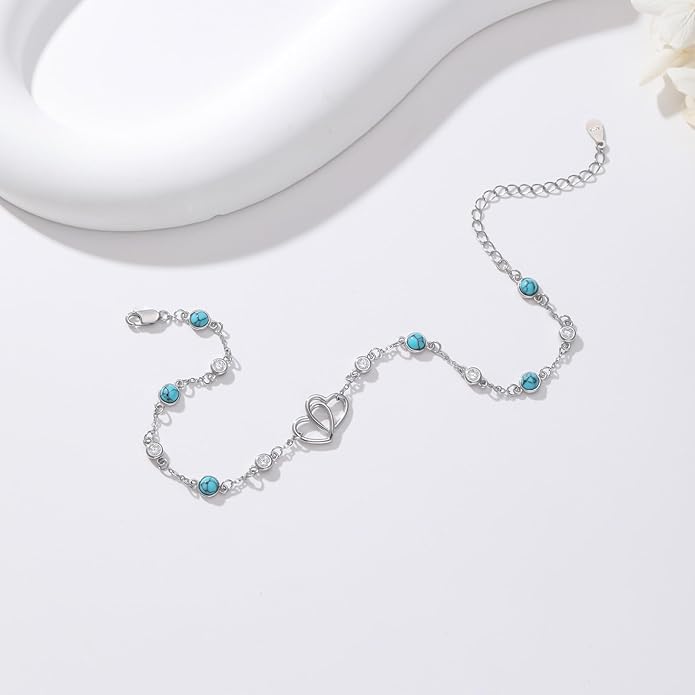 Anklet for Women 925 Sterling Silver Double Infinity Ankle Bracelet Waterproof Summer Jewelry Anniversary Birthday Gifts for Her