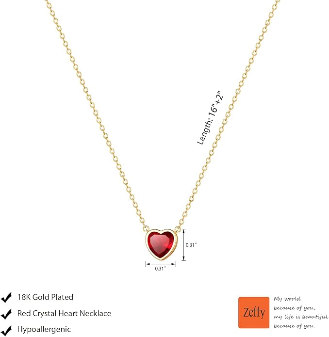 Zeffy Dainty Gold Heart Necklace for Women Trendy 14K Gold/Silver Plate Cute Heart Pendant Choker Necklaces Gold Love Heart Chain Necklace for Women Dainty Gold Jewelry Gifts for Women