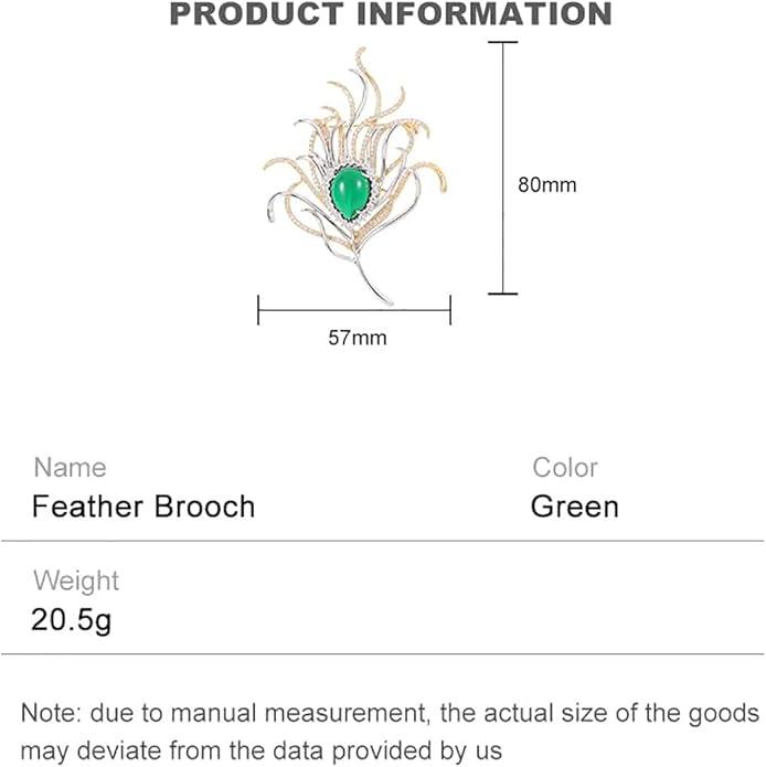 14K Gold Feather Brooch Pin with Moissanite Inlay - Elegant Coat and Suit Accessory for Women, Fashionable Business Attire Enhancement