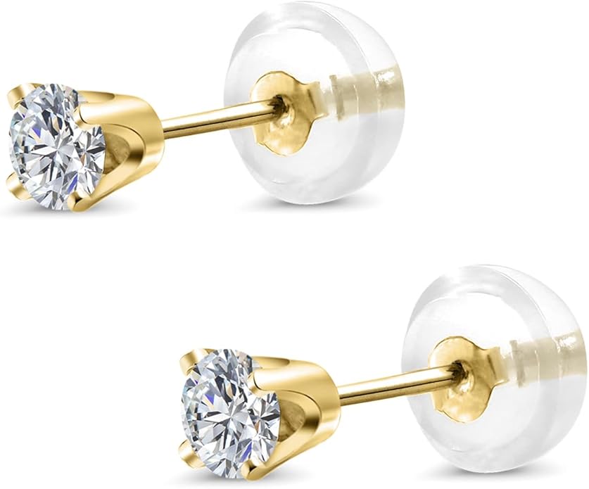 Gem Stone King 0.20 to 6 Cttw 14K Gold Lab Grown Diamond Stud Earrings | Gold Earrings For Women Men | E-F Color | VS1-VS2 Clarity