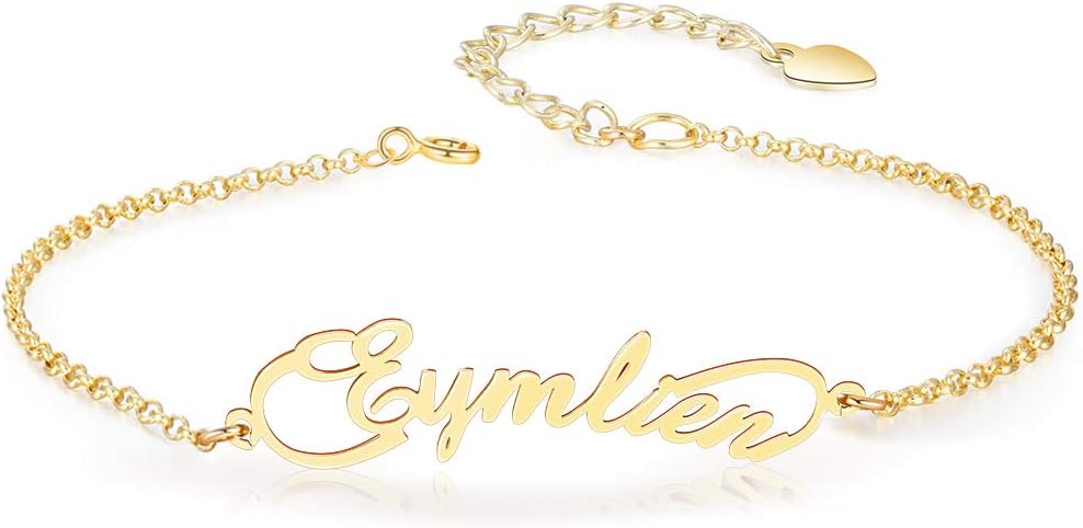 LucySky Custom Bracelets with 2 Names for Women, 925 Sterling Silver Adjustable Personalized Name Anklet, Custom Bracelets Summer Beach Jewelry Dainty Gifts for Wife, Sister, Friends