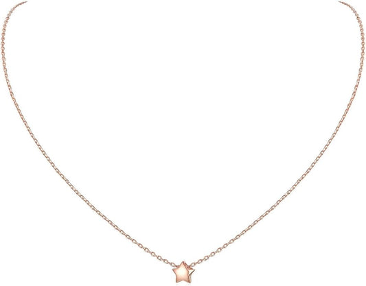 ChicSilver Personalized 925 Sterling Silver Dainty Small Heart/Star/Moon/Dot/Triangle Pendant Necklace for Women, Silver/Gold/Rose Gold/Black (with Gift Box)