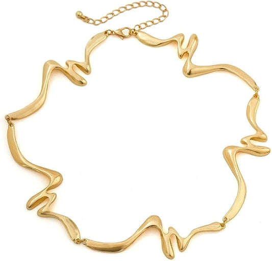 Punk Dripping Water-drop Choker Necklace for Women,Thick Drippy Chain Liquid Metal Collar Necklace Rocker Hip-hop Necklace Cool Metallic Unique Funky Statament Grunge Jewelry