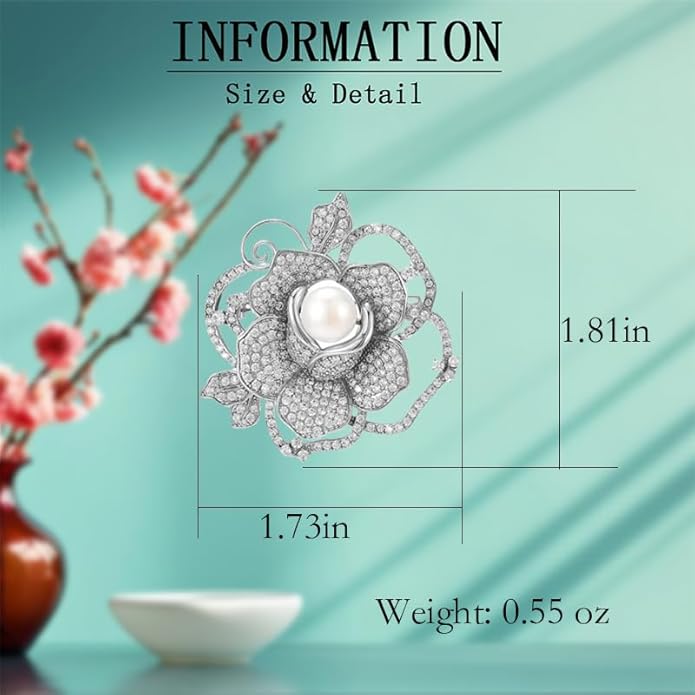 Flower Brooch Pin - Rhinestone Flower Pin 18k Gold Plated - Thanksgiving Day, Birthday, Wedding Gifts for Mom, Wife