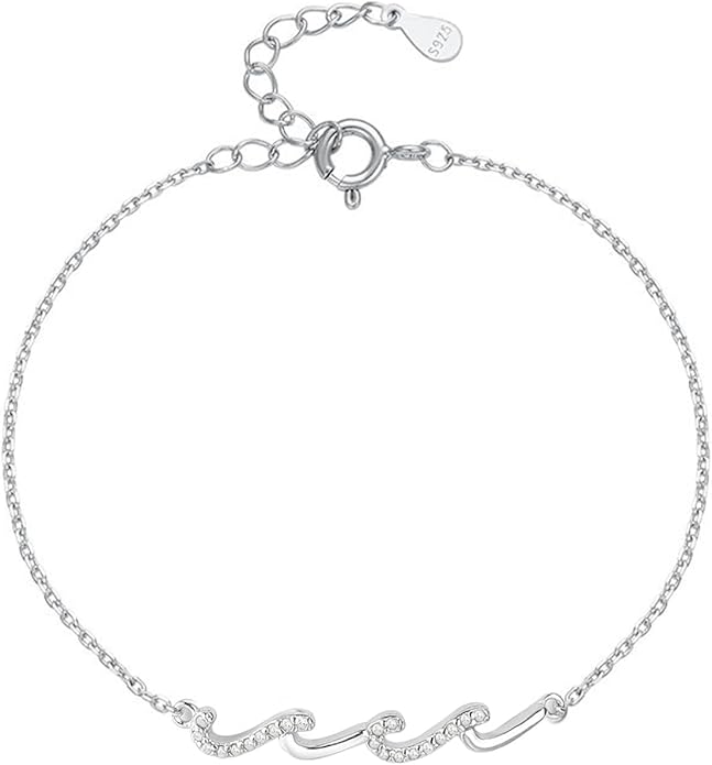 Gift for Best Friends Female,Wave Friendship Bracelet for Women,Bestie Gifts for Women,925 Sterling Silver Bracelet Gifts for Friends Birthday Gift Graduation Gift