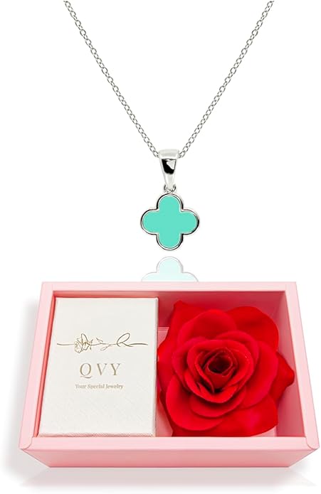 MUSEQVE Four Leaf Clover Necklace for Women Dainty Mother of Pearl White Black Onyx Pink Blue Mint Green Crystal Lucky Clover Pendant 14K Gold Plated Jewelry Gifts [CVRN]