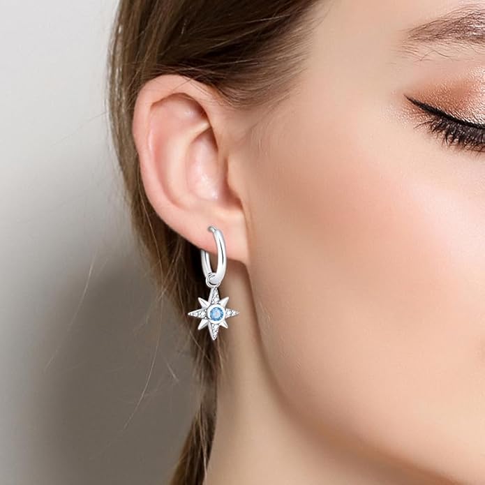 925 Sterling Silver Women Earrings, Sparkling Star and Moon Earrings, Various Hypoallergenic Earrings, Best Gift for Women
