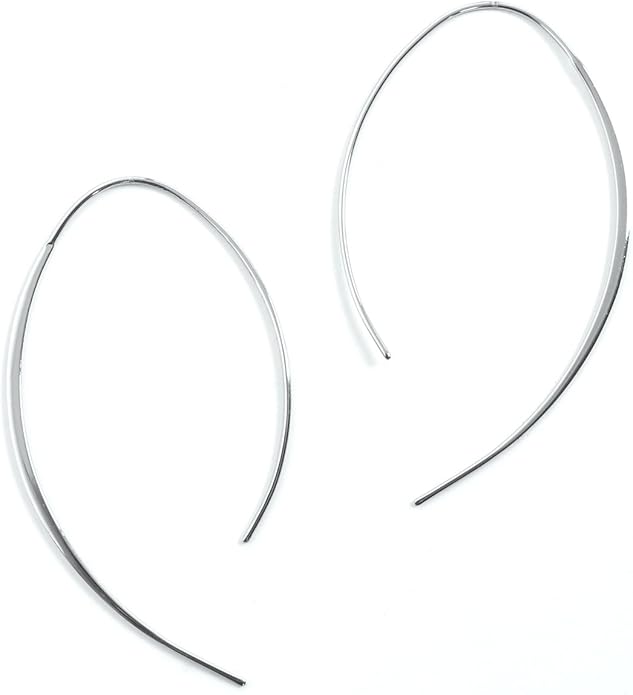 Upside Down Hoop Earrings - Hypoallergenic Lightweight Wire Needle Drop Dangle Threader Hoops for Women, Safe for Sensitive Ears - Plated in 925 Sterling Silver or 18k Gold