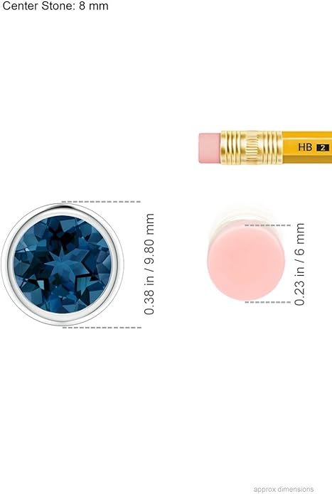 Angara Natural London Blue Topaz Solitaire Pendant for Women | Round Blue Topaz Pendant Necklace in 14K Solid Gold/Silver/Platinum With 18" Chain | December Birthday, Gemstone Jewelry Gift
