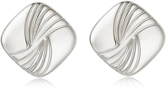 Gold Chunky Statement Earrings for Women, Trendy 14K Gold Plated Drop Dangle Square Geometric Vintage Designer Stud Earrings, Jewelry Gift