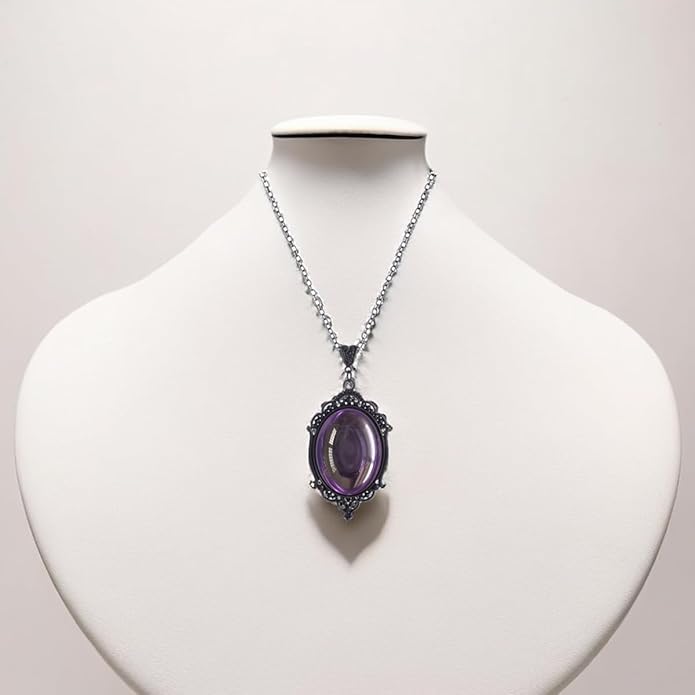 MIFYNN Gothic Stardust Crystal Cameo Necklace Red Purple Crystal Pendant Necklace Vintage Satan Demon Halloween Jewelry for Women