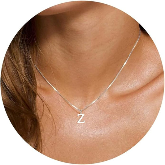 Foxgirl Gold Initial Necklaces for Women, Dainty Gold Letter Necklace Tiny A-Z Pendant Choker Necklace Trendy Cute Personalized Monogram Name Necklace Gold Jewelry Necklace for Women Gift
