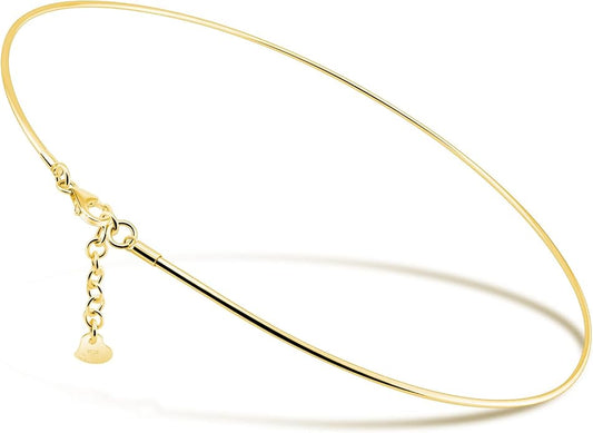 Women 925 Sterling Silver 2MM Solid Dome Collar Necklace Simple Fashion Golden 16 "18" 20 "+1.9 "Adjustable Length Choker Fine Jewelry Gifts