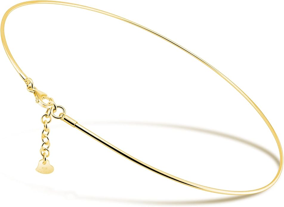 Women 925 Sterling Silver 2MM Solid Dome Collar Necklace Simple Fashion Golden 16 "18" 20 "+1.9 "Adjustable Length Choker Fine Jewelry Gifts