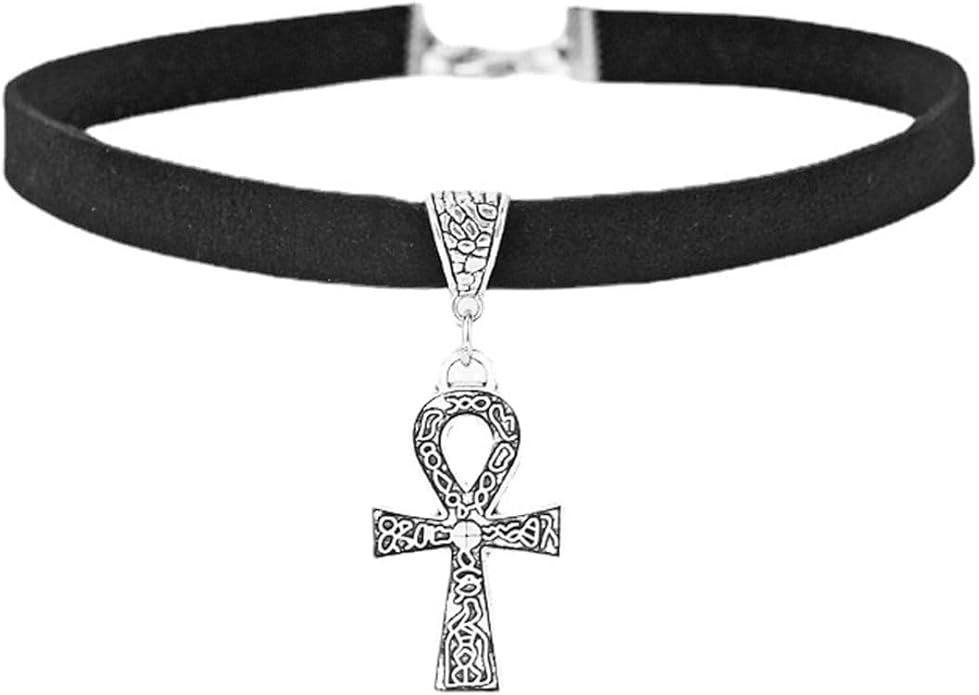 Choker Necklaces for Women Black Leather Collar Necklace Neckband for Halloween Back to School Graduation Cosplay