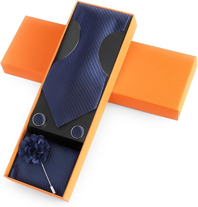 joy alice Ties Set Men Mixed Color Necktie Handkerchief Cufflinks Brooch 3.15 Formal