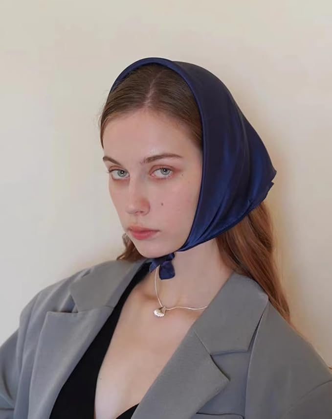 ANDANTINO 100% Mulberry Silk Square Scarf for Hair-25.6" X25.6'' Women Men Natural Silk Neckerchief Digital Printed Headscarf