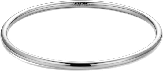 Kainier 3mm 14K Gold Plated Bracelet Stainless Steel Glossy Stackable Thin Round Bangle Bracelet for Women Solid Plain Polished Bracelet Best Gifts for Love