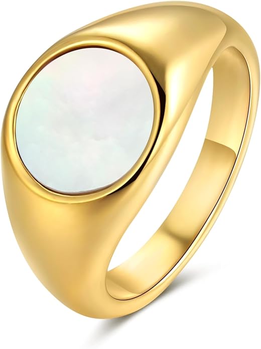 YeGieonr Gold Rings for Women Trendy Non Tarnish Chunky Gold Plated Ring, Waterproof Stainless Steel Gold Jewelry Gift
