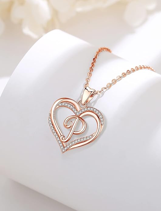 INFUSEU Unique Initial Necklaces for Women Girls Small Heart Letter Jewelry, Meaningful Personalized Gifts