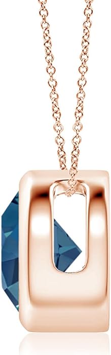 Angara Natural London Blue Topaz Solitaire Pendant for Women | Round Blue Topaz Pendant Necklace in 14K Solid Gold/Silver/Platinum With 18" Chain | December Birthday, Gemstone Jewelry Gift