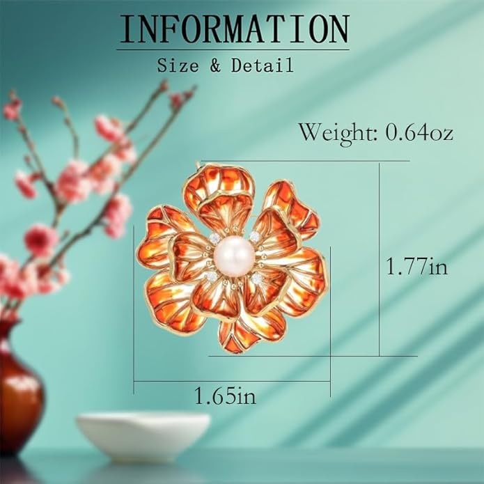 Flower Brooch Pin - Rhinestone Flower Pin 18k Gold Plated - Thanksgiving Day, Birthday, Wedding Gifts for Mom, Wife