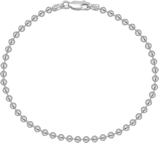 Savlano 925 Sterling Silver Solid Italian Figaro, Rope,Herringbone, Curb, Ball Bead, Snake, Mariner Chain Anklet for Women, Comes in 0.8mm - 5mm With Gift Box