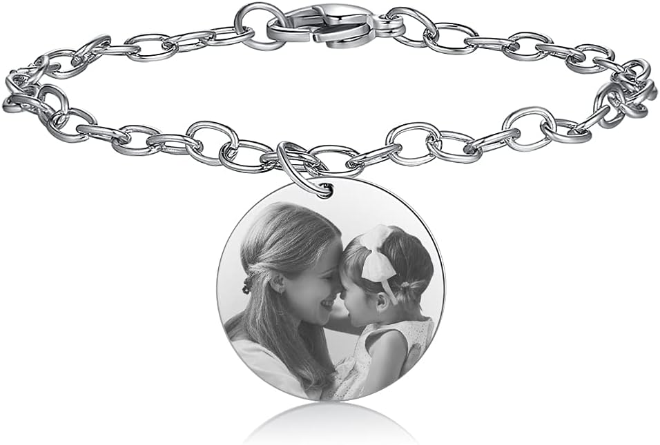 ROSI Personalized Bracelets with Picture Inside, Custom Projection Bracelets with Photos, Picture Bracelet Personalized Photo Gifts, Memorial Gifts for Women Mom Family Couple Girl
