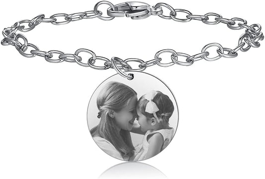 ROSI Personalized Bracelets with Picture Inside, Custom Projection Bracelets with Photos, Picture Bracelet Personalized Photo Gifts, Memorial Gifts for Women Mom Family Couple Girl