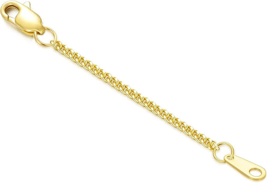 14k Gold Necklace & Bracelet Extender Chain, 1"/1.5"/2"/3"/4"/5" Durable Removable Gold Extension Chain