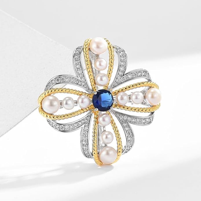 Flower Brooch Pin - Rhinestone Flower Pin 18k Gold Plated - Thanksgiving Day, Birthday, Wedding Gifts for Mom, Wife