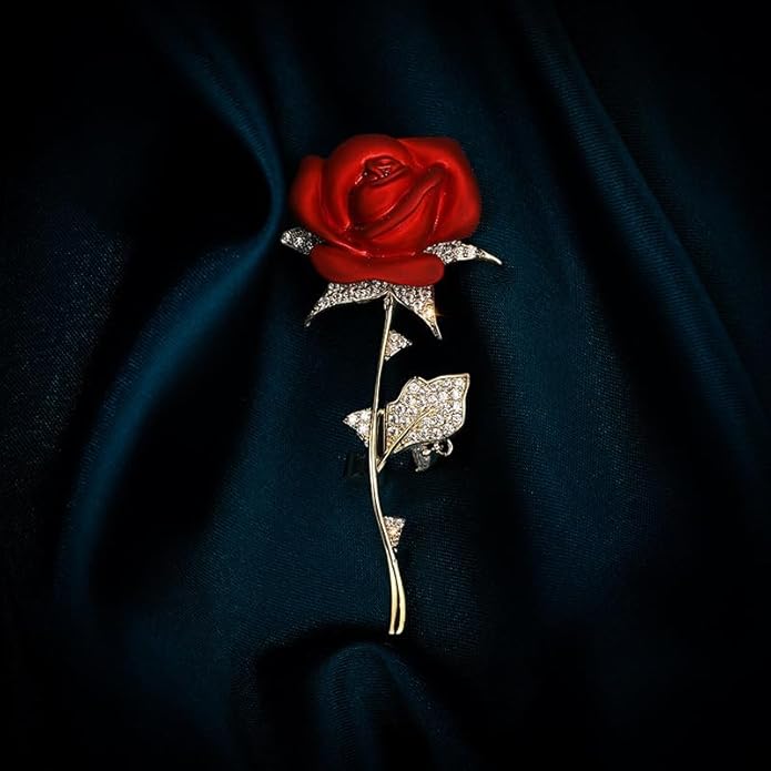 AILONMEI Red Rose Flower Brooches and Pins for Women Costume Jewelry Brooch Pins Broches Jewelry for Women Elegant Lady Pin