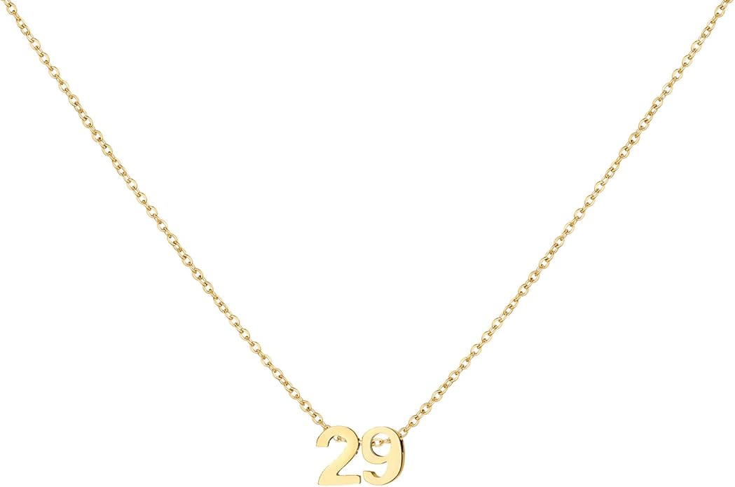 Number Necklace for Women Dainty 18K Gold Plated Pendant Necklace Charm Birth Month Personalized Jewelry Birthday Gift