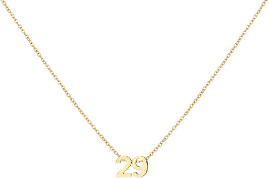 Number Necklace for Women Dainty 18K Gold Plated Pendant Necklace Charm Birth Month Personalized Jewelry Birthday Gift