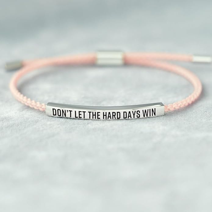 KHKINDPRO Dont Let The Hard Days Win Bracelet for Women Men, Handmade Braided Adjustable Wrap Stainless Steel To My Daughter/Best Friend Inspirational Gifts Ladies Jewelry