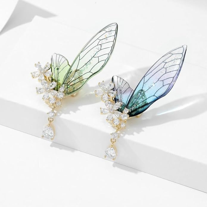 14K Gold Luxury Butterfly Brooch Sparkling Moissanite Accents & Enamel Painted Details, Retro Chic for Cheongsam, Coats & Formal Attire