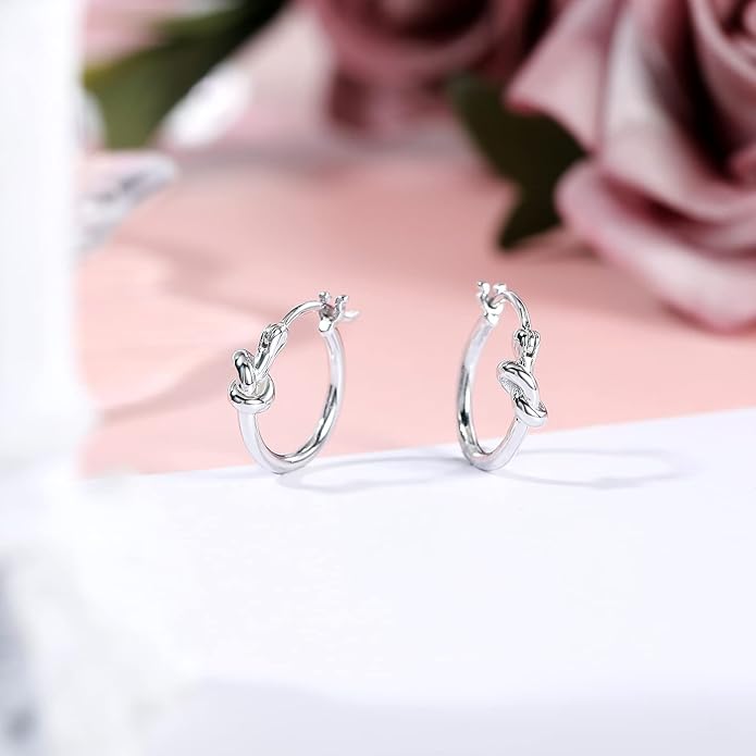 AoedeJ 925 Sterling Silver Hoop Earrings, High Polished Round Tiny Click-Top Hoop Earrings, Small Clasp Hoop Piercing Earrings
