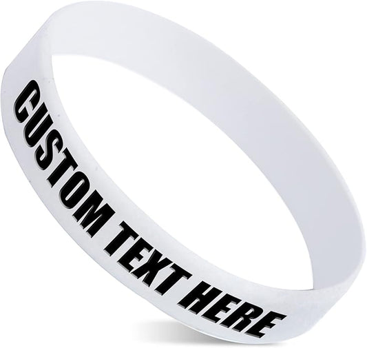 50 Custom Rubber Bracelets Personalized Silicone Wristbands Customized Bulk for Events, Support, Wedding, Awareness, Motivation Customizable